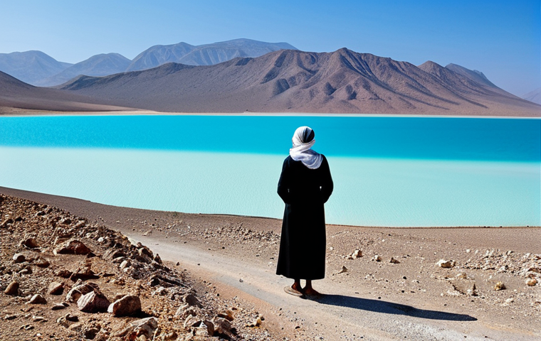 **

"A panoramic view of Lake Assal in Djibouti, showcasing its turquoise water and salt formations. In the background, dramatic mountains rise under a clear blue sky. fully clothed people admiring the view. Safe for work, appropriate content, professional photography, perfect anatomy, correct proportions, natural pose, high quality, modest clothing, family-friendly."

**
