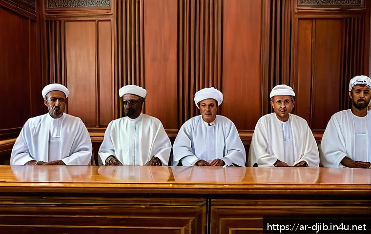 지부티의 주요 법적 시스템 - A detailed courtroom scene in Djibouti blending French civil law and local traditions: a diverse gro...